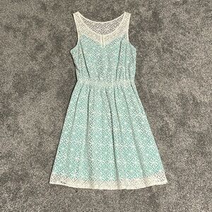 Maurices Aqua and White Lace Dress